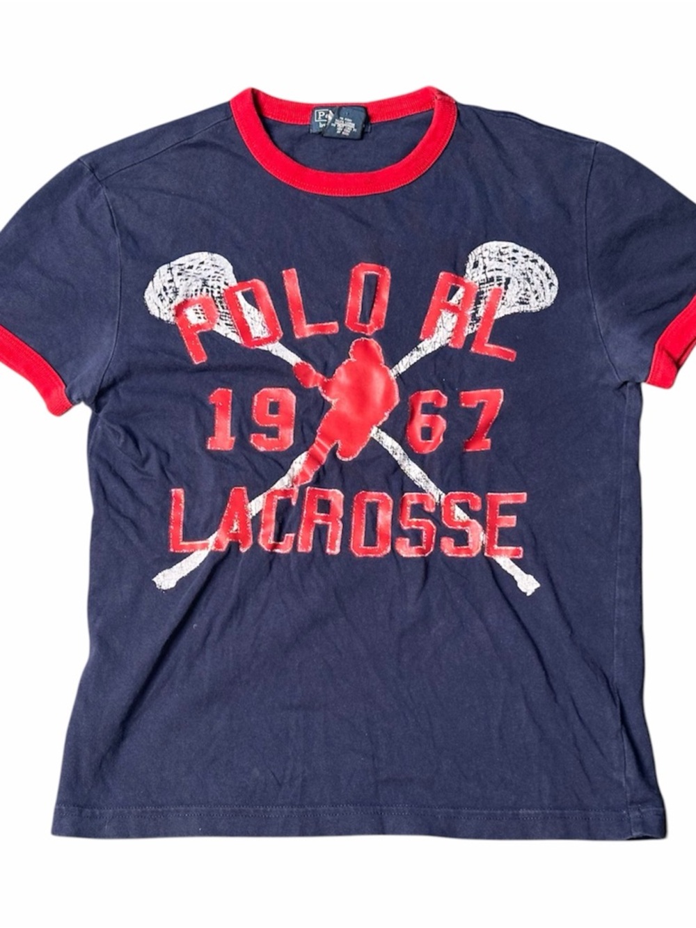 Polo by Ralph Lauren Navy Tee with Red Lacrosse Graphic